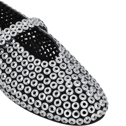 Alaïa Suede Glass-Embellished Ballet Flats