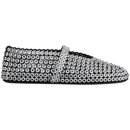Alaïa Suede Glass-Embellished Ballet Flats